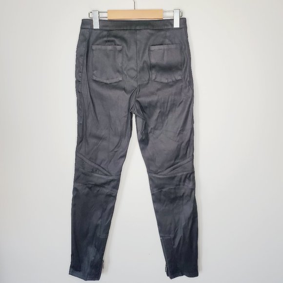 ARITZIA TALULA Coated Black Moto Skinny Pants - Picture 5 of 10